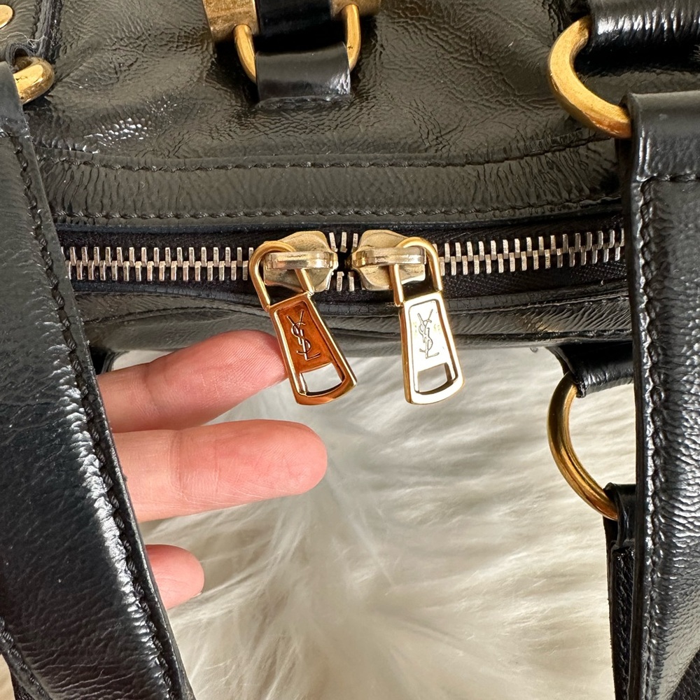 Yves Saint Laurent Black Shoulder Bag with Gold Accents - Picture 8 of 15